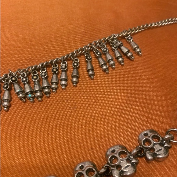 Goth Silver Rose Skulls bracelet, necklace, anklet - Picture 3 of 4